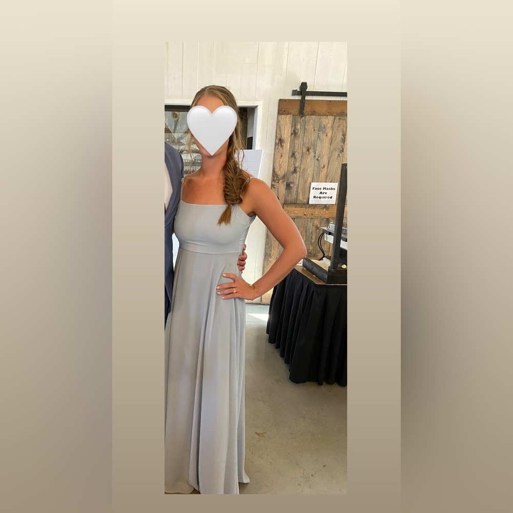 Show Me Your Mumu Lauren Tie Maxi Dress Steel Blue Medium